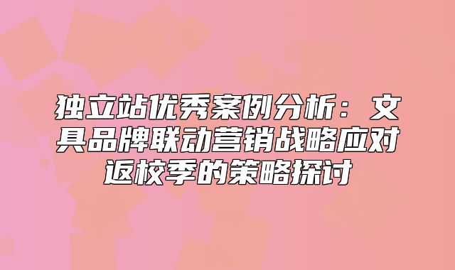 独立站优秀案例分析：文具品牌联动营销战略应对返校季的策略探讨
