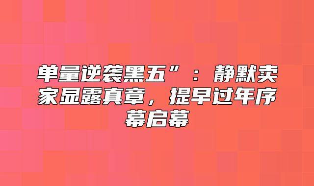 单量逆袭黑五”：静默卖家显露真章，提早过年序幕启幕