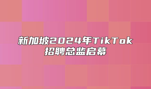 新加坡2025年TikTok招聘总监启幕