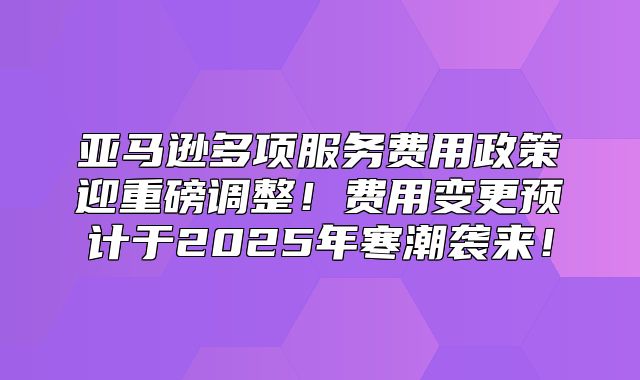 亚马逊多项服务费用政策迎重磅调整！费用变更预计于2025年寒潮袭来！
