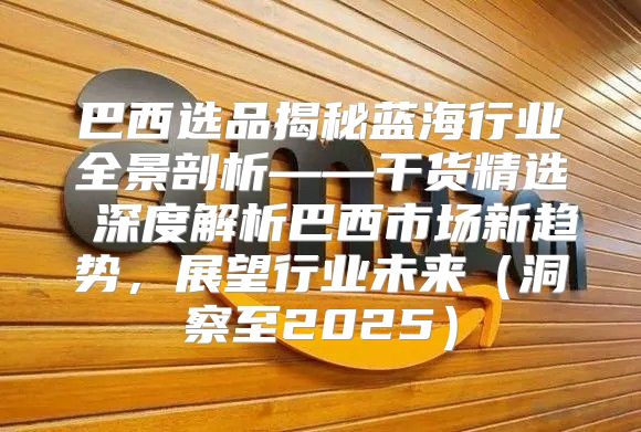 巴西选品揭秘蓝海行业全景剖析——干货精选 深度解析巴西市场新趋势，展望行业未来洞察至2025