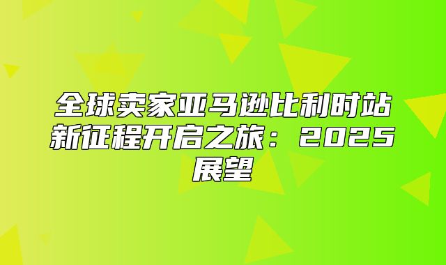 全球卖家亚马逊比利时站新征程开启之旅：2025展望