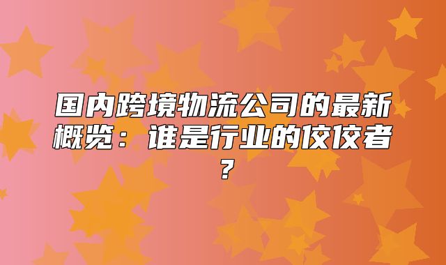 国内跨境物流公司的最新概览：谁是行业的佼佼者？