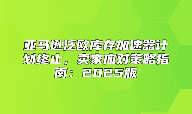 亚马逊泛欧库存加速器计划终止，卖家应对策略指南：2025版