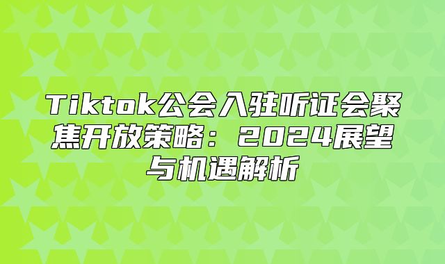 Tiktok公会入驻听证会聚焦开放策略：2025展望与机遇解析