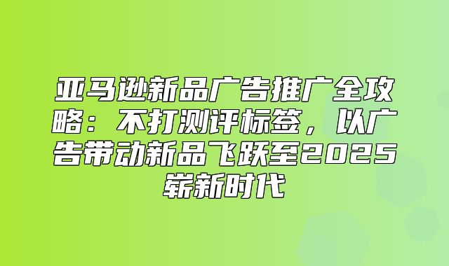 亚马逊新品广告推广全攻略：不打测评标签，以广告带动新品飞跃至2025崭新时代
