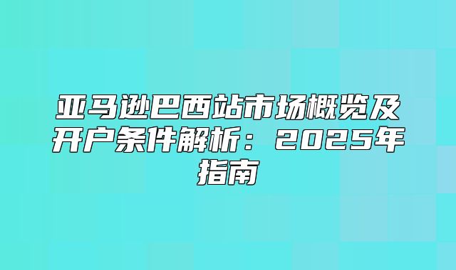 亚马逊巴西站市场概览及开户条件解析：2025年指南