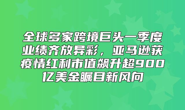 全球多家跨境巨头一季度业绩齐放异彩，亚马逊获疫情红利市值飙升超900亿美金瞩目新风向