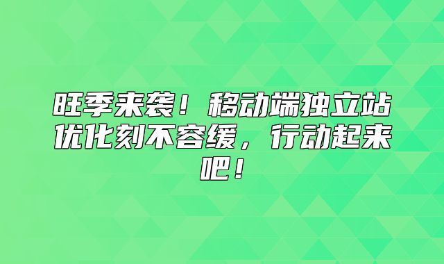 旺季来袭！移动端独立站优化刻不容缓，行动起来吧！