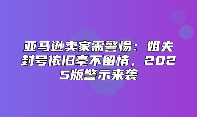 亚马逊卖家需警惕：姐夫封号依旧毫不留情，2025版警示来袭