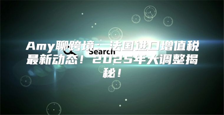 Amy聊跨境：法国进口增值税最新动态！2025年大调整揭秘！