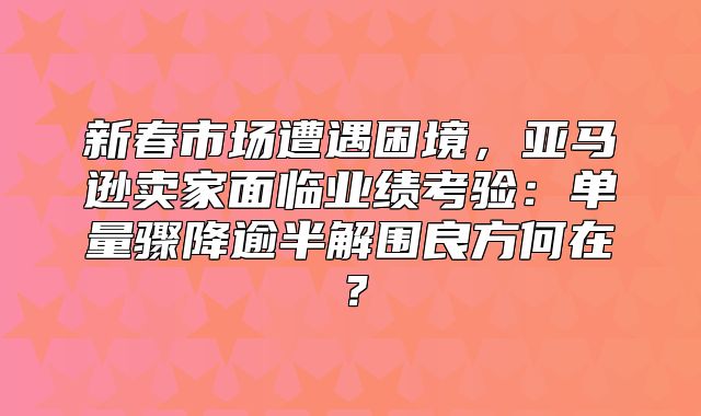 新春市场遭遇困境，亚马逊卖家面临业绩考验：单量骤降逾半解围良方何在？