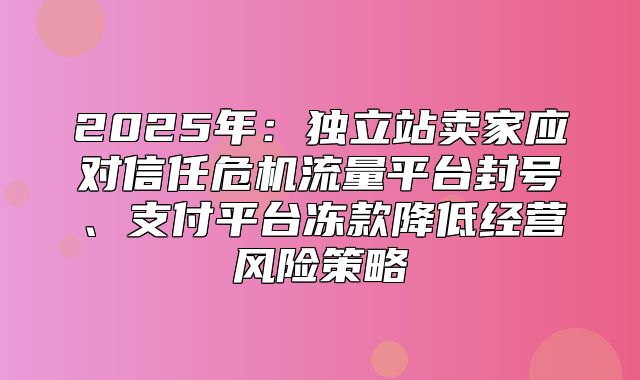 2025年：独立站卖家应对信任危机流量平台封号、支付平台冻款降低经营风险策略