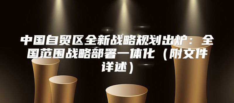 中国自贸区全新战略规划出炉：全国范围战略部署一体化附文件详述