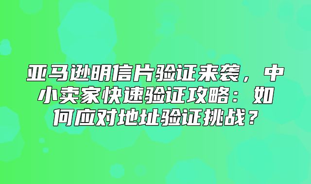 亚马逊明信片验证来袭，中小卖家快速验证攻略：如何应对地址验证挑战？