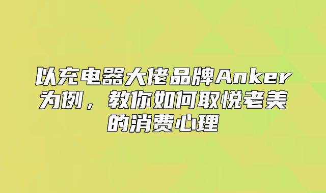 以充电器大佬品牌Anker为例，教你如何取悦老美的消费心理
