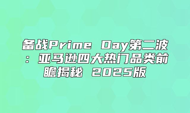 备战Prime Day第二波：亚马逊四大热门品类前瞻揭秘 2025版