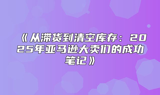 从滞货到清空库存：2025年亚马逊大卖们的成功笔记