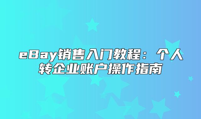 eBay销售入门教程：个人转企业账户操作指南