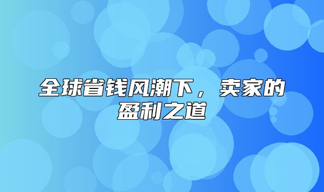 全球省钱风潮下，卖家的盈利之道