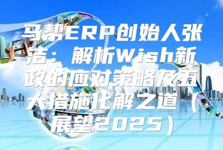 马帮ERP创始人张洁：解析Wish新政的应对策略及五大措施化解之道展望2025