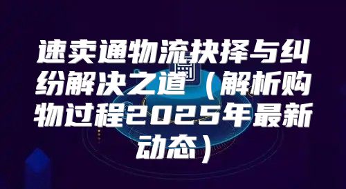 速卖通物流抉择与纠纷解决之道解析购物过程2025年最新动态