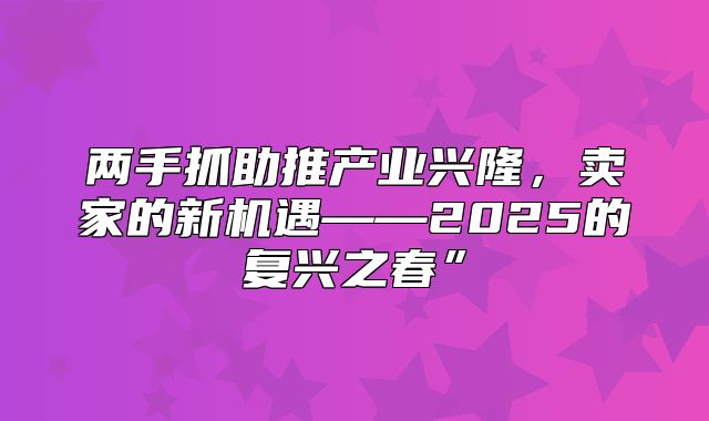 两手抓助推产业兴隆，卖家的新机遇——2025的复兴之春”