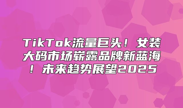 TikTok流量巨头！女装大码市场崭露品牌新蓝海！未来趋势展望2025