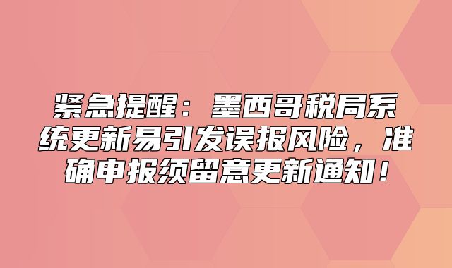 紧急提醒：墨西哥税局系统更新易引发误报风险，准确申报须留意更新通知！