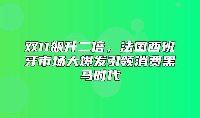 双11飙升二倍，法国西班牙市场大爆发引领消费黑马时代