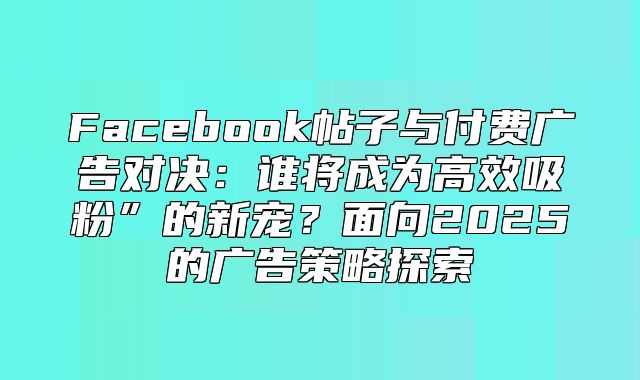 Facebook帖子与付费广告对决：谁将成为高效吸粉”的新宠？面向2025的广告策略探索