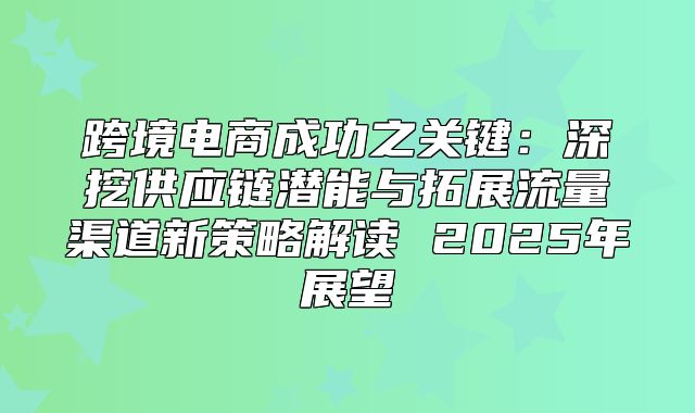 跨境电商成功之关键：深挖供应链潜能与拓展流量渠道新策略解读 2025年展望