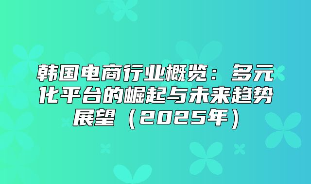 韩国电商行业概览：多元化平台的崛起与未来趋势展望2025年