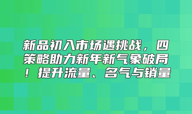 新品初入市场遇挑战，四策略助力新年新气象破局！提升流量、名气与销量