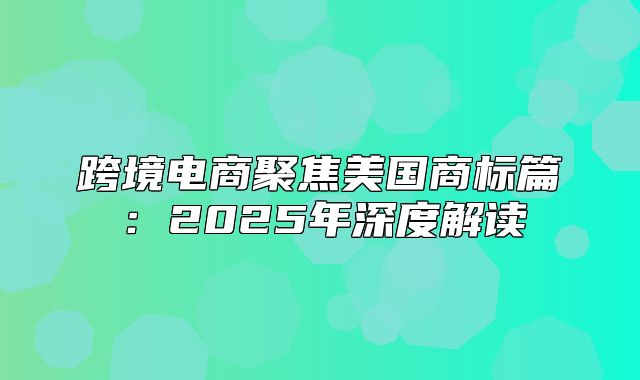 跨境电商聚焦美国商标篇：2025年深度解读
