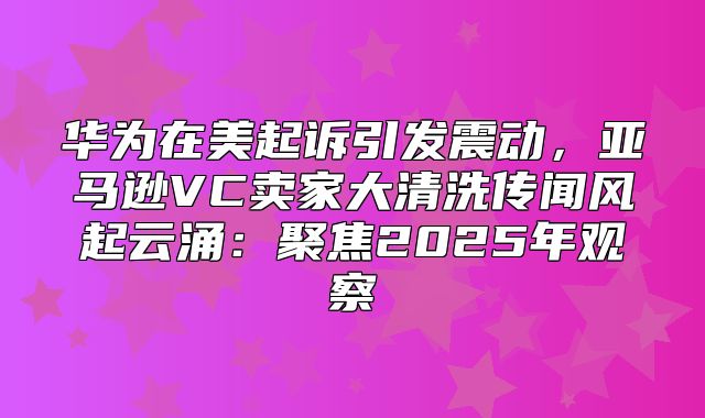 华为在美起诉引发震动，亚马逊VC卖家大清洗传闻风起云涌：聚焦2025年观察