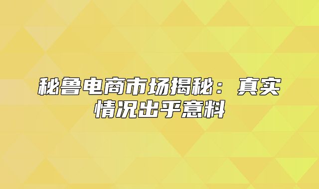 秘鲁电商市场揭秘：真实情况出乎意料