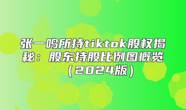 张一鸣所持tiktok股权揭秘：股东持股比例图概览2025版