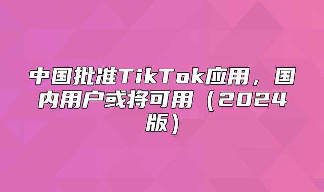 中国批准TikTok应用，国内用户或将可用2025版
