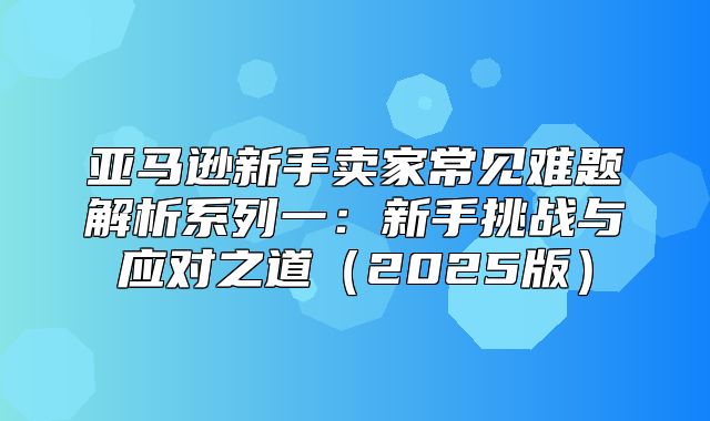 亚马逊新手卖家常见难题解析系列一：新手挑战与应对之道2025版