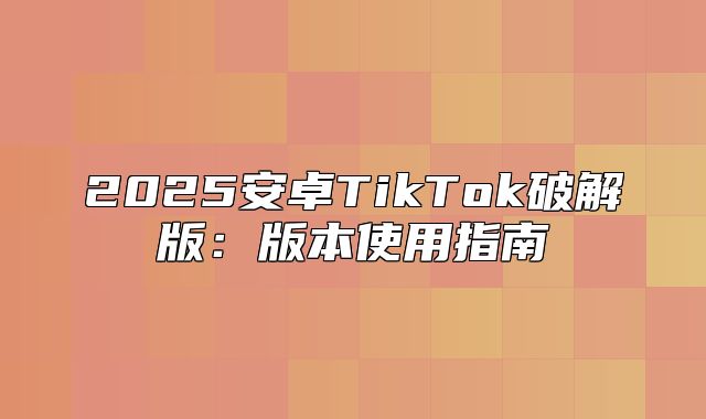 2025安卓TikTok破解版：版本使用指南