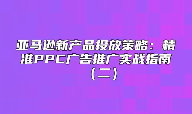 亚马逊新产品投放策略：精准PPC广告推广实战指南二