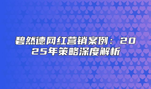 碧然德网红营销案例：2025年策略深度解析
