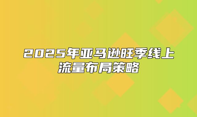 2025年亚马逊旺季线上流量布局策略