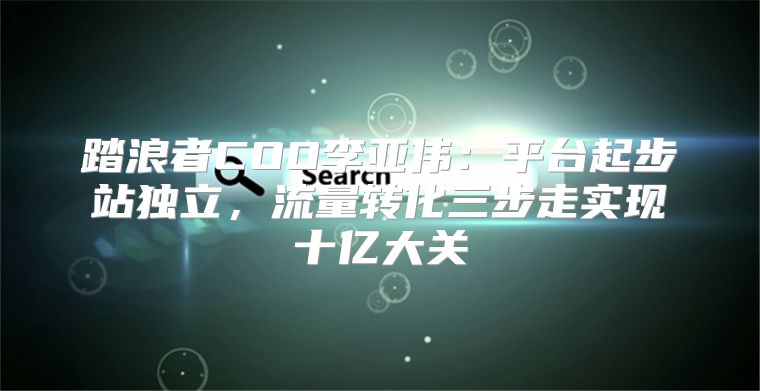 踏浪者COO李亚伟：平台起步站独立，流量转化三步走实现十亿大关