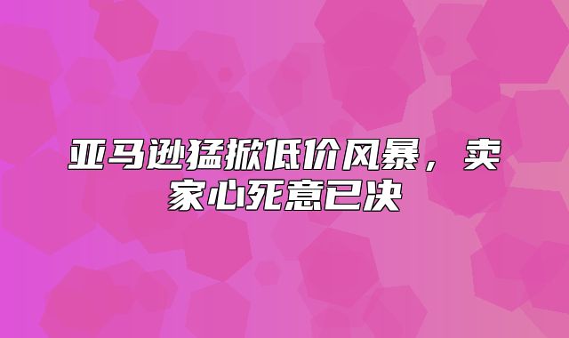 亚马逊猛掀低价风暴，卖家心死意已决