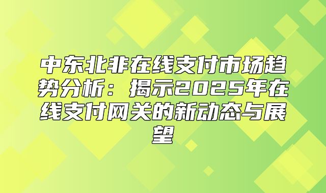中东北非在线支付市场趋势分析：揭示2025年在线支付网关的新动态与展望
