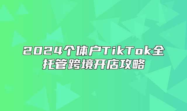 2025个体户TikTok全托管跨境开店攻略