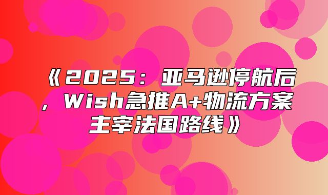 2025亚马逊停航后，Wish急推A+物流方案主宰法国路线