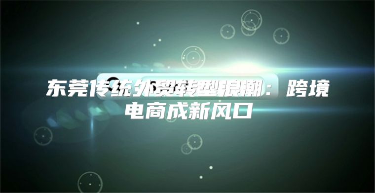 东莞传统外贸转型浪潮：跨境电商成新风口